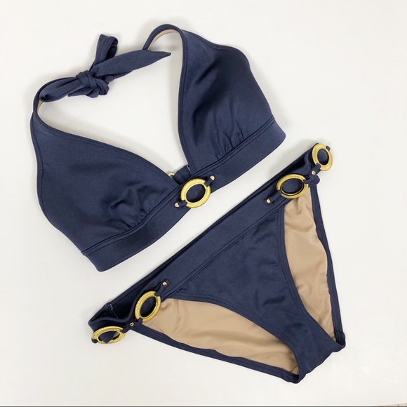Victoria's Secret Other - Victoria's Secret Navy Bikini with Gold Hardware